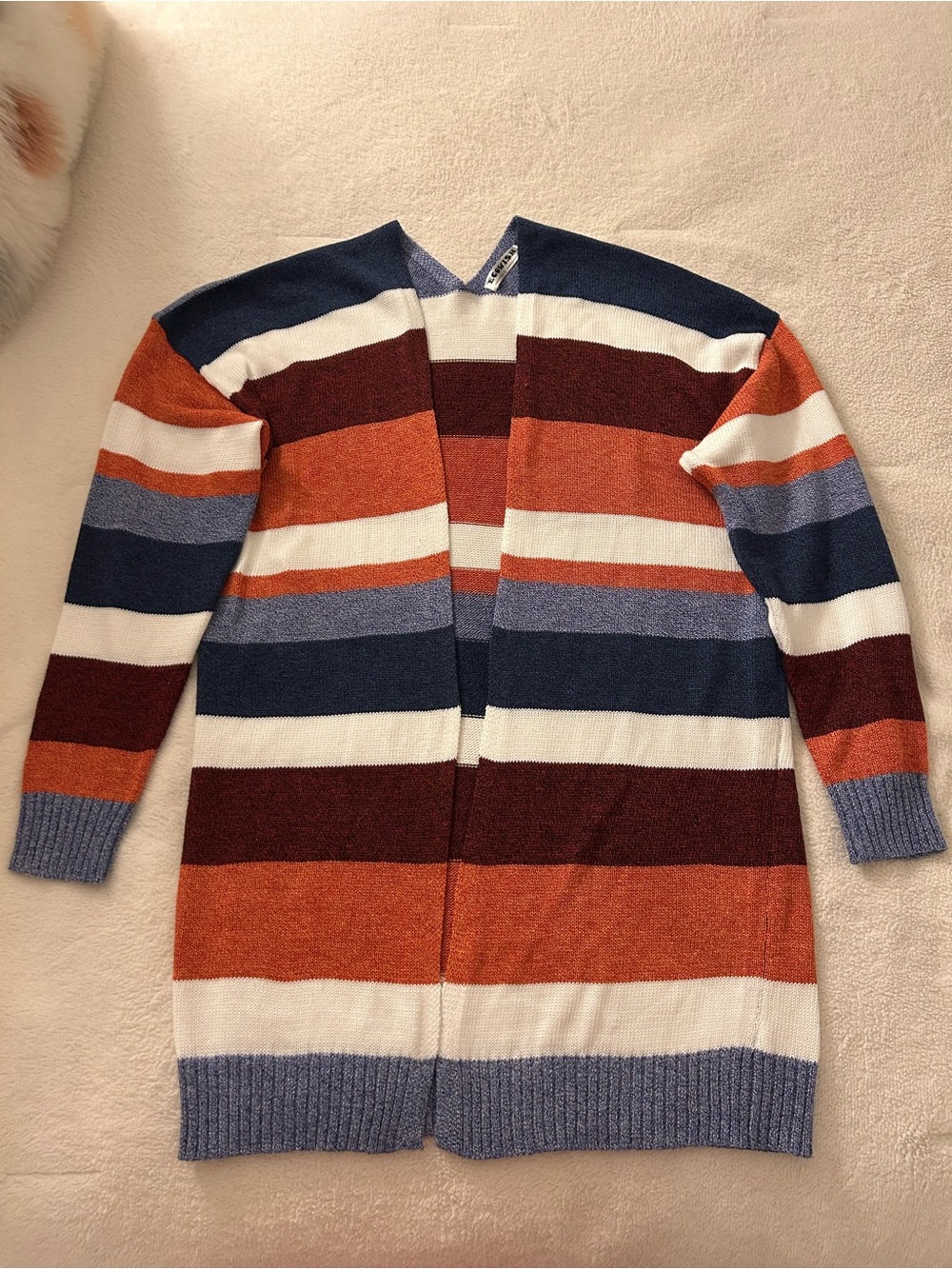 ECOWISH Color Block Stripped Open Front Cardigan
